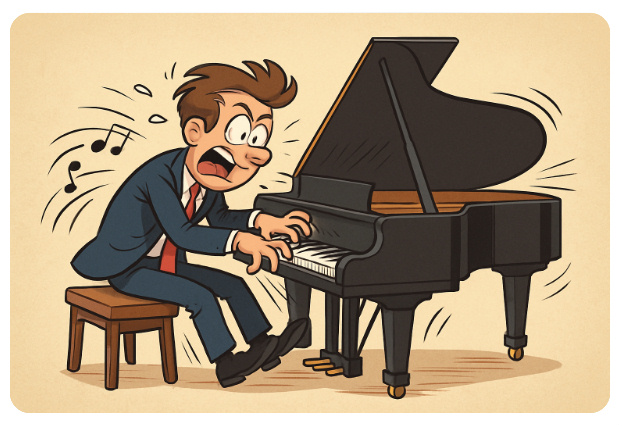 Playing a fast piece!